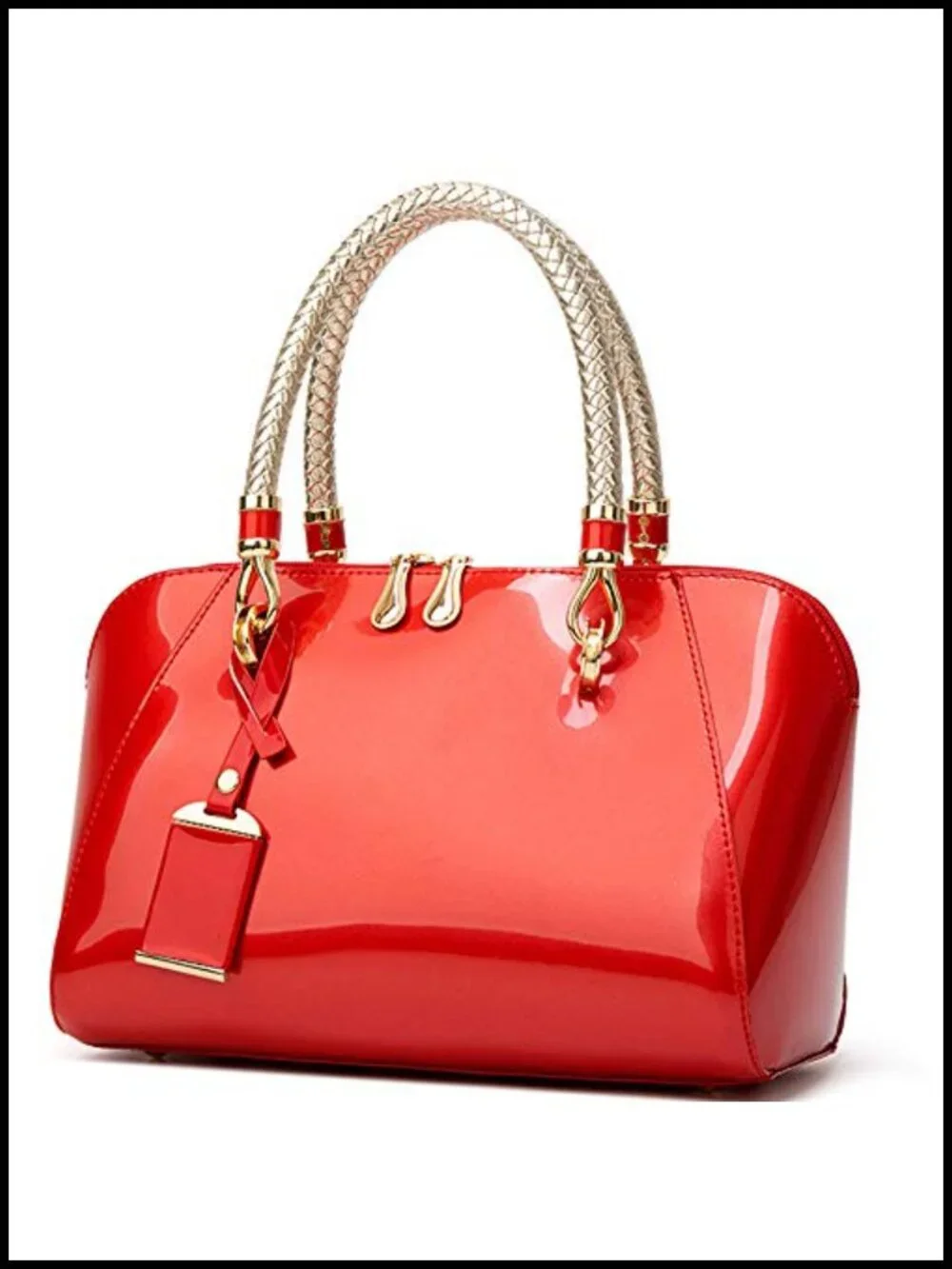 Patent Leather Tote Satchel Bag for Women, Top Handle Shoulder Crossbody Purse